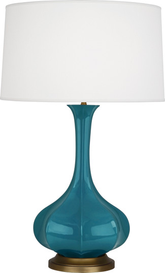 Pike One Light Table Lamp in Peacock Glazed Ceramic w/Aged Brass (165|PC994)