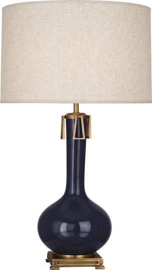 Athena One Light Table Lamp in Midnight Blue Glazed Ceramic w/Aged Brass (165|MB992)