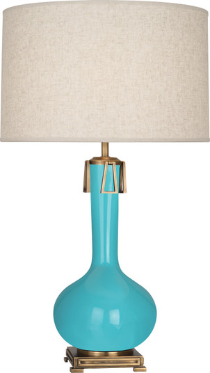 Athena One Light Table Lamp in Egg Blue Glazed Ceramic w/Aged Brass (165|EB992)