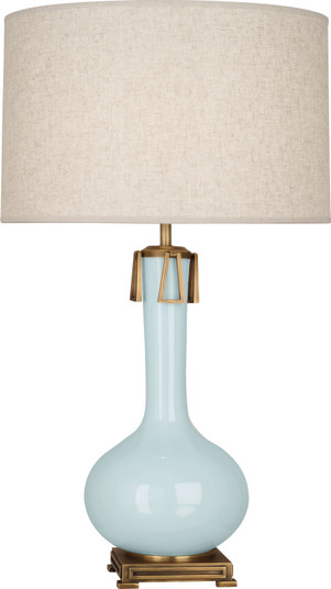 Athena One Light Table Lamp in Baby Blue Glazed Ceramic w/Aged Brass (165|BB992)