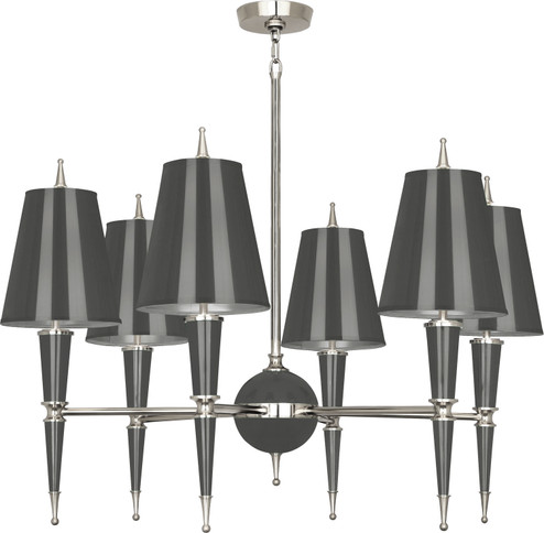 Jonathan Adler Versailles Six Light Chandelier in Ash Lacquered Paint w/Polished Nickel (165|A604)