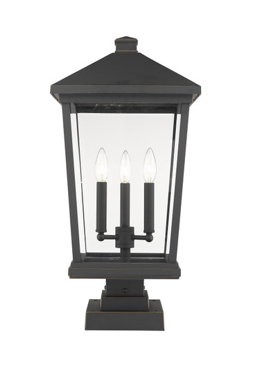 Beacon Three Light Outdoor Pier Mounted Fixture in Oil Rubbed Bronze (224|568PHXLS-SQPM-ORB) Beacon Three Light Outdoor Pier Mounted Fixture in Oil Rubbed Bronze (224|568PHXLS-SQPM-ORB)