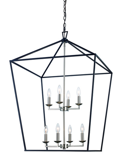 Eight Light Pendant in Black / Brushed Nickel (110|10268 BK/BN)