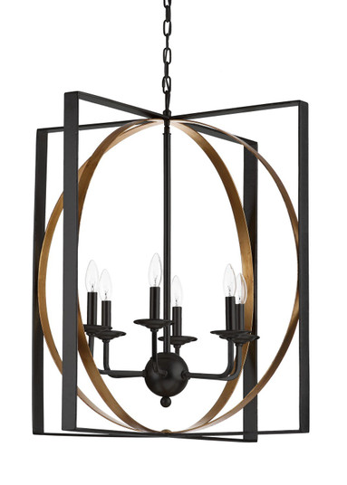 Ilixur Six Light Pendant in Black & Aged Brass (90|152060)