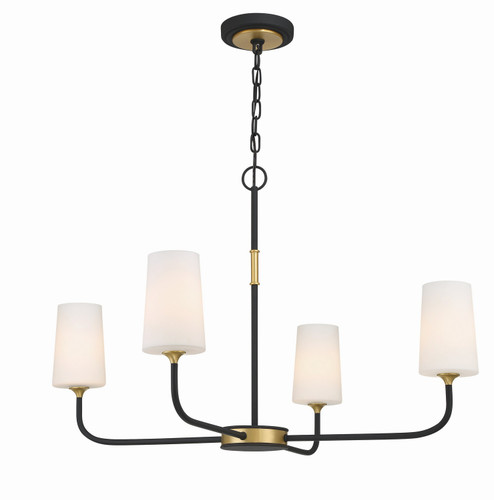 Niles Four Light Chandelier in Black Forged / Modern Gold (60|NIL-70015-BF-MG)