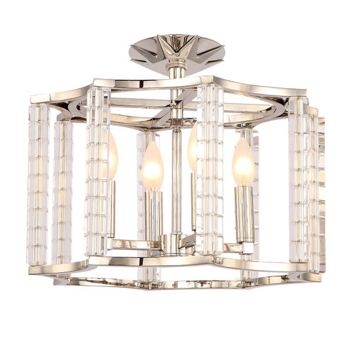 Carson Four Light Semi Flush Mount in Polished Nickel (60|8854-PN_CEILING)