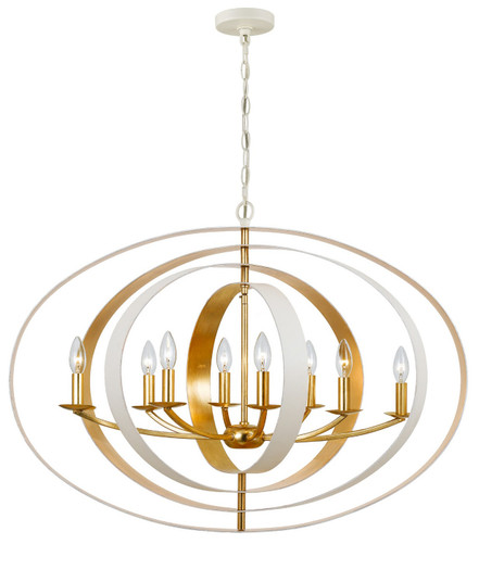 Luna Eight Light Chandelier in Matte White + Antique Gold (60|588-MT-GA)