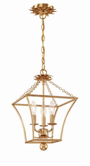 Broche Three Light Mini Chandelier in Antique Gold (60|514-GA)