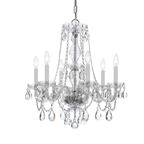 Traditional Crystal Six Light Chandelier in Polished Chrome (60|5086-CH-CL-SAQ)