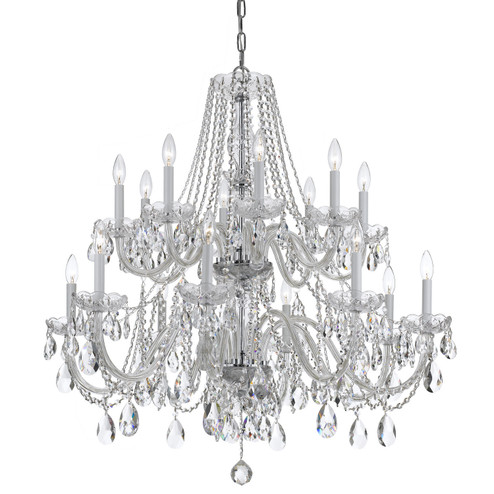Traditional Crystal 16 Light Chandelier in Polished Chrome (60|1139-CH-CL-S)