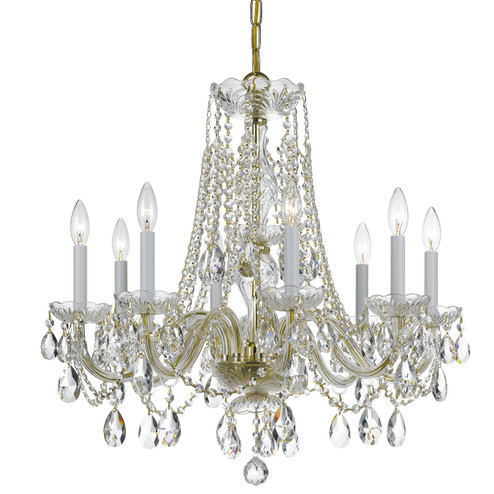 Traditional Crystal Eight Light Chandelier in Polished Brass (60|1138-PB-CL-SAQ)
