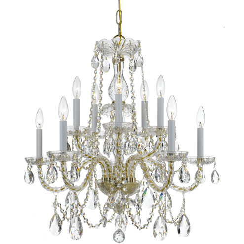 Traditional Crystal Ten Light Chandelier in Polished Brass (60|1130-PB-CL-MWP)