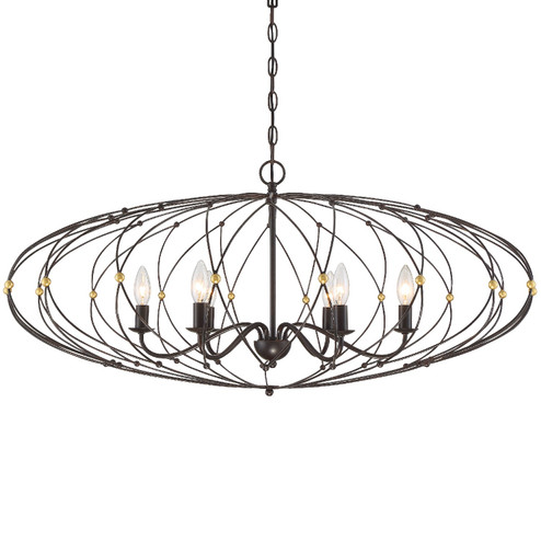 Zucca Six Light Chandelier in English Bronze + Antique Gold (60|ZUC-A9036-EB-GA)