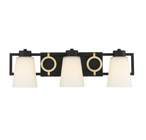 Russo Three Light Bathroom Vanity in Matte Black w/ Warm Brass (159|V6-L8-4450-3-143) Russo Three Light Bathroom Vanity in Matte Black w/ Warm Brass (159|V6-L8-4450-3-143)