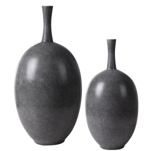 Riordan Vases, S/2 in Marbled Black/White/Matte White (52|17711)