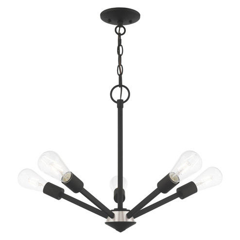 Prague Five Light Chandelier in Black w/ Brushed Nickel (107|51155-04)