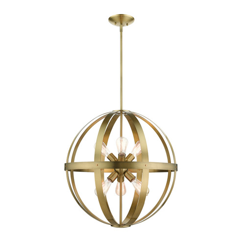 Stoneridge Six Light Chandelier in Antique Brass w/ Satin Brasss (107|49646-01)