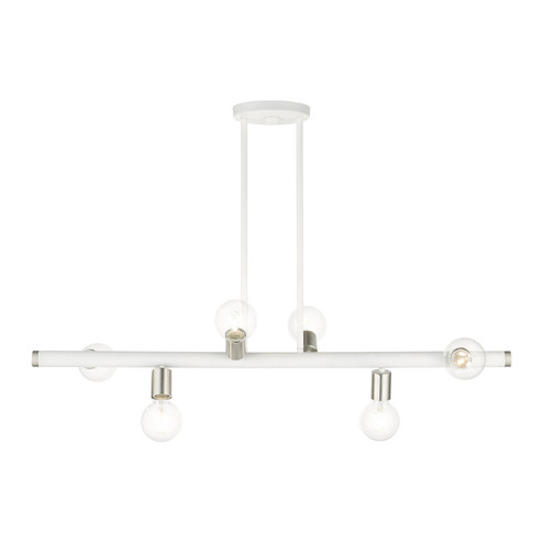 Bannister Six Light Linear Chandelier in White w/ Brushed Nickels (107|45866-03)