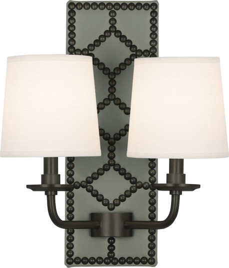 Williamsburg Lightfoot Two Light Wall Sconce in Carter Gray Leather w/Nailhead and Deep Patina Bronze (165|Z1034)