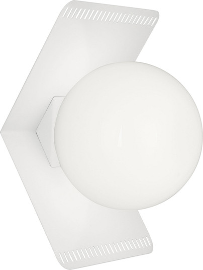 Jonathan Adler Rio One Light Wall Sconce in Satin White Powder Coat w/White Glass Shade (165|W635)