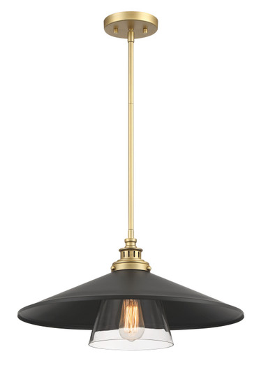 Segan One Light Mini Pendant in Coal & Soft Brass (Painted) (7|1406-758)