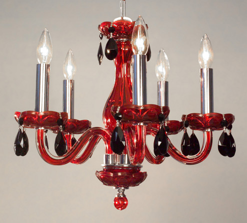 Monaco Five Light Chandelier in Red (92|82045 RED CBK)