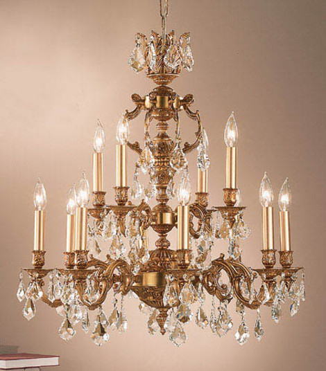 Chateau 12 Light Chandelier in French Gold (92|57379 FG CP)
