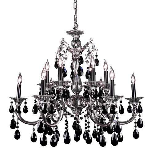 Via Lombardi 12 Light Chandelier in Millennium Silver (92|57063 MS CP)