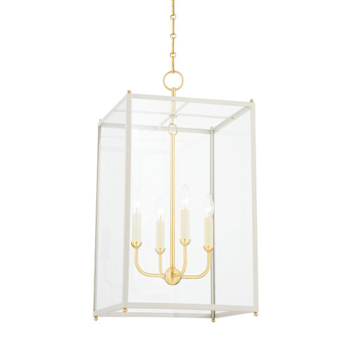 Chaselton Four Light Lantern in Aged Brass/Off White (70|MDS1201-AGB/OW)