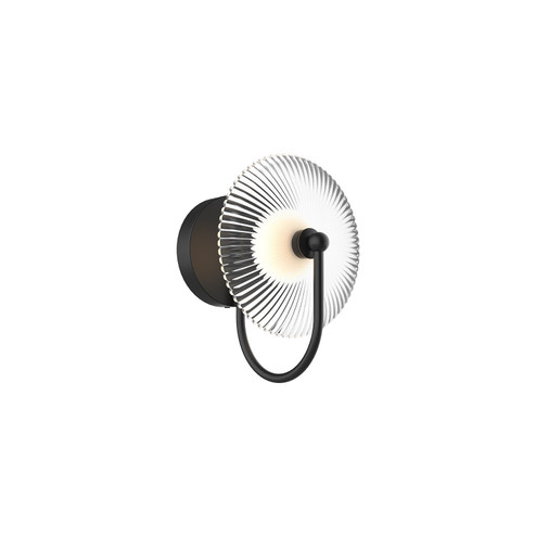 Hera LED Wall Sconce in Matte Black/Clear Ribbed Glass (452|WV417801MBCR)