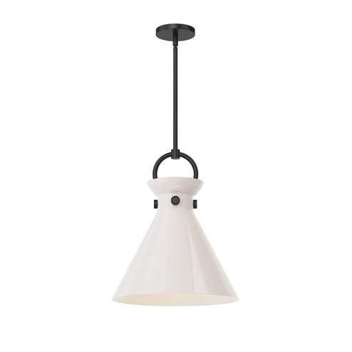 Emerson One Light Pendant in Matte Black/Glossy Opal Glass (452|PD412514MBGO)