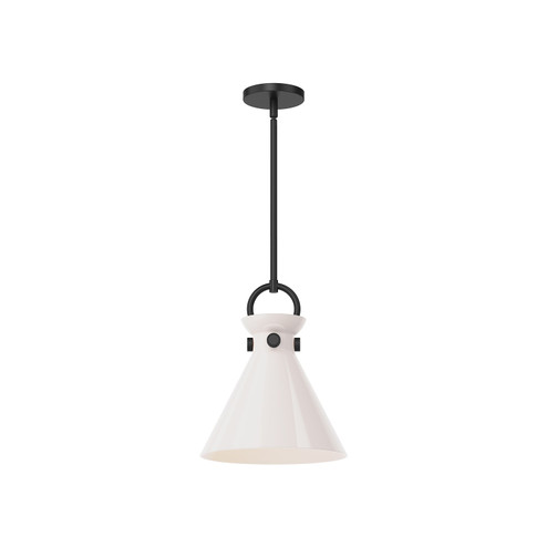 Emerson One Light Pendant in Matte Black/Glossy Opal Glass (452|PD412511MBGO)
