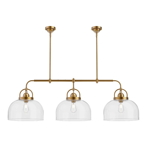 Lancaster Three Light Linear Pendant in Aged Gold (452|LP461155AG)