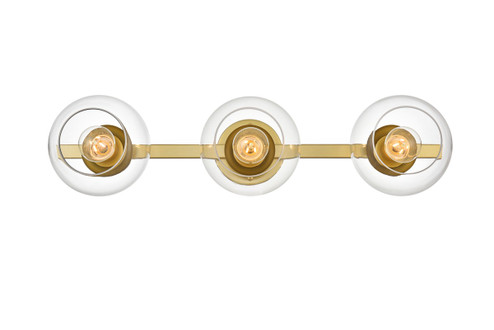 Rogelio Three Light Bath Sconce in Brass and Clear (173|LD7320W27BRA)