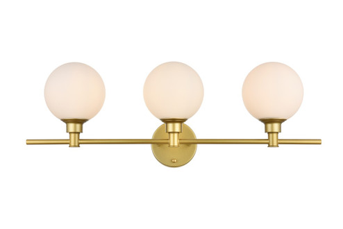 Cordelia Three Light Bath Sconce in Brass and frosted white (173|LD7317W28BRA)