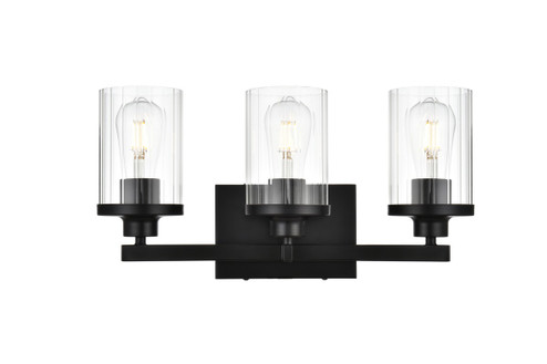 Saanvi Three Light Bath Sconce in Black and Clear (173|LD7316W18BLK)