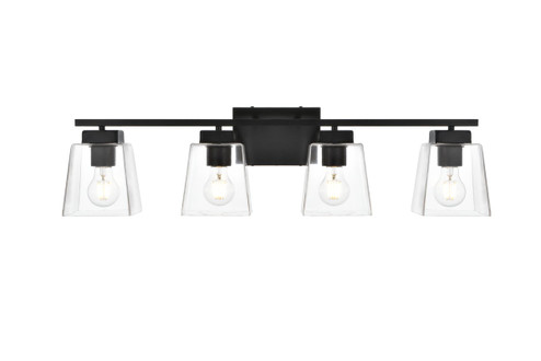 Merrick Four Light Bath Sconce in Black and Clear (173|LD7312W32BLK)