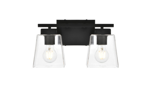Merrick Two Light Bath Sconce in Black and Clear (173|LD7312W14BLK)