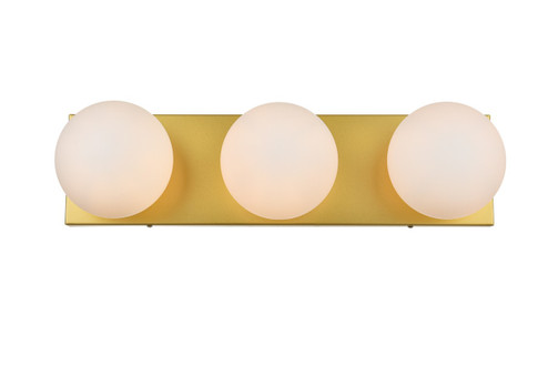 Jaylin Three Light Bath Sconce in Brass and frosted white (173|LD7303W22BRA)