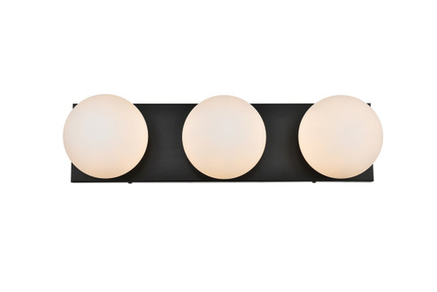Jaylin Three Light Bath Sconce in Black and frosted white (173|LD7303W22BLK)