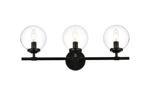 Ingrid Three Light Bath Sconce in Black and Clear (173|LD7302W24BLK)