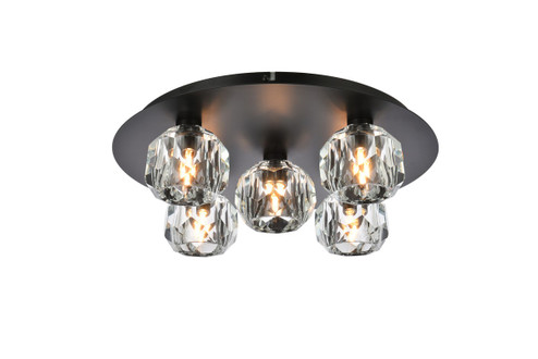 Graham Five Light Flush Mount in Black and Clear (173|3509F16BK)