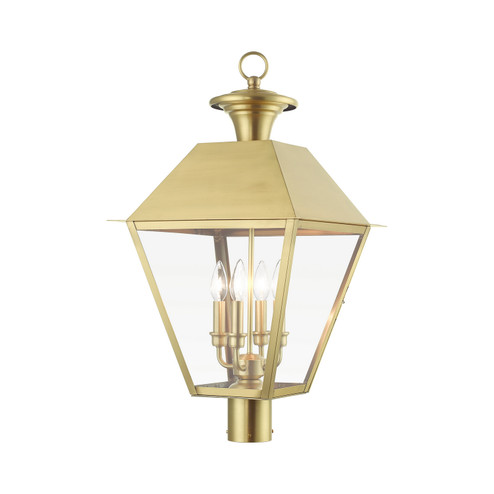 Wentworth Four Light Outdoor Post Top Lantern in Natural Brass (107|27223-08)