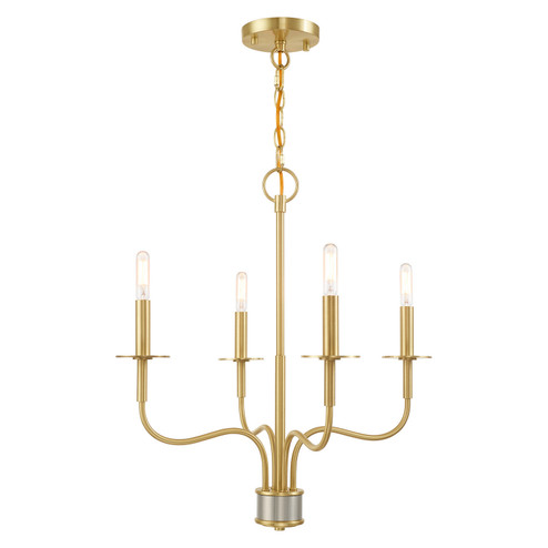 Lisbon Four Light Mini Chandelier in Satin Brass w/ Brushed Nickel (107|51324-12)