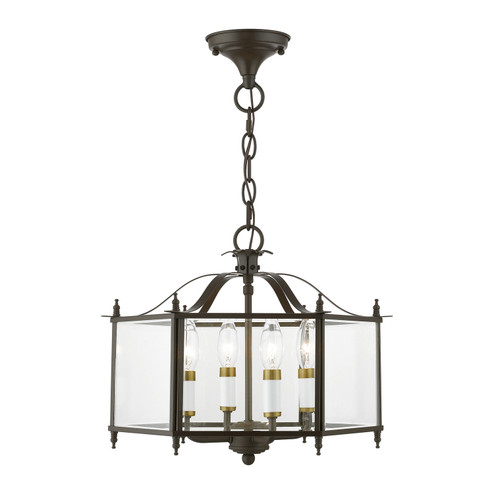 Livingston Four Light Convertible Pendant / Semi-Flush in English Bronze w/Antique Brass (107|4398-92)