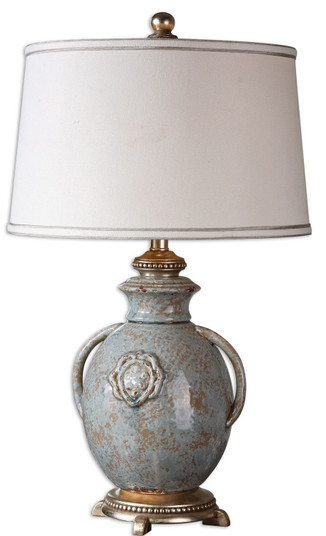 Cancello One Light Table Lamp in Light Blue, Rust, Tan and Silver Leaf (52|26483)