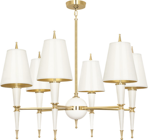 Jonathan Adler Versailles Six Light Chandelier in Lily Lacquered Paint w/Modern Brass (165|W904)