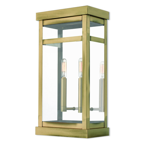 Hopewell Two Light Outdoor Wall Lantern in Antique Brass w/ Polished Chrome Stainless Steel (107|20704-01)