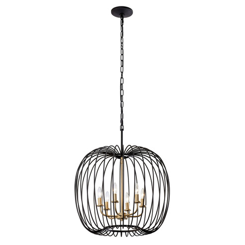 Nico Six Light Pendant in Carbon/Havana Gold (137|375P06CBHG)