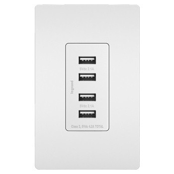 radiant Quad USB Charger in White (246|TM8USB4WCC6)